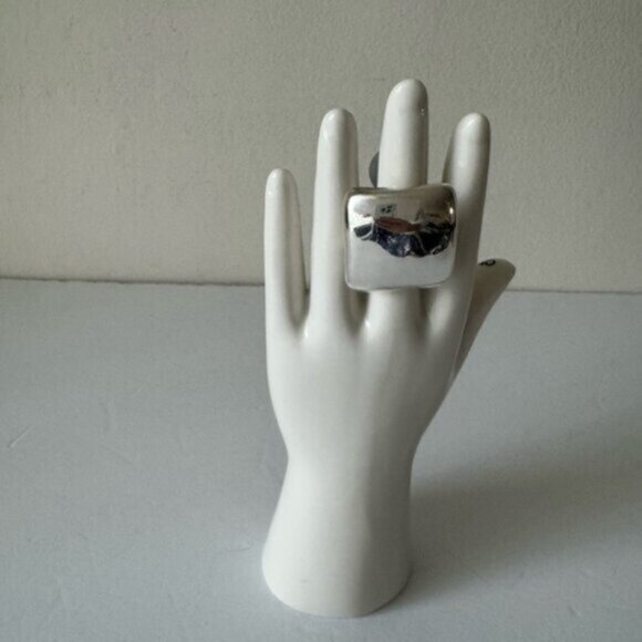 E&L Israel Sterling Silver Electroform Statement Square Ring Sz. 8 - Picture 10 of 14